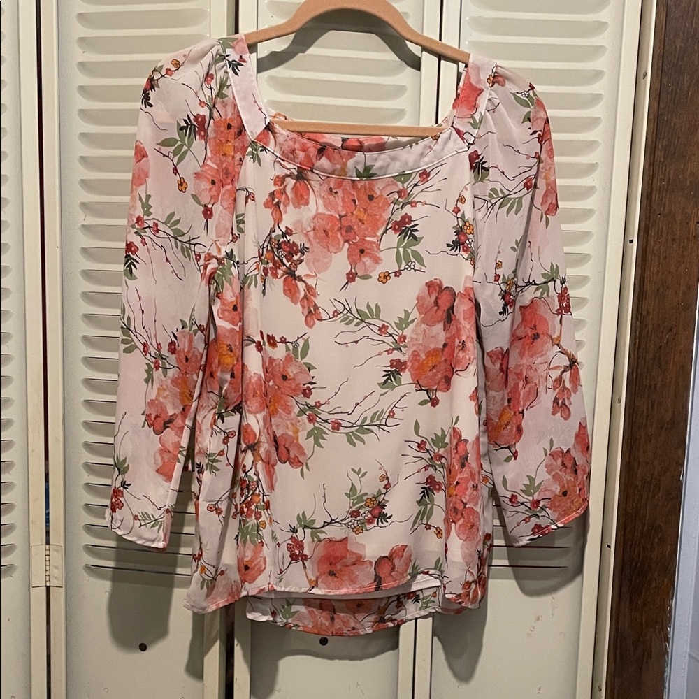 Papermoon Floral Blouse - Peach and Orange